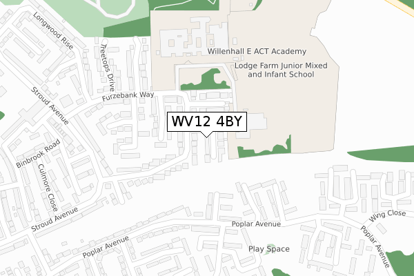 WV12 4BY map - large scale - OS Open Zoomstack (Ordnance Survey)