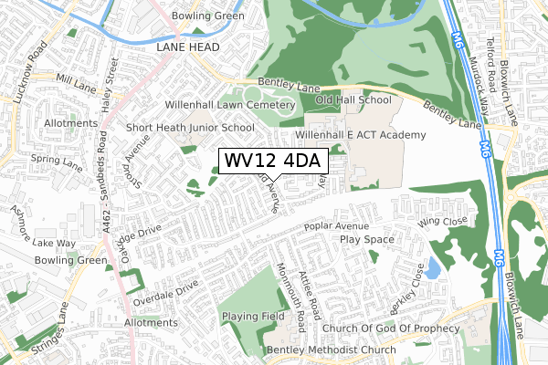 WV12 4DA map - small scale - OS Open Zoomstack (Ordnance Survey)