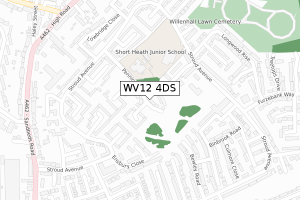 WV12 4DS map - large scale - OS Open Zoomstack (Ordnance Survey)