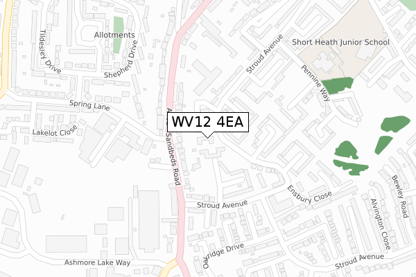 WV12 4EA map - large scale - OS Open Zoomstack (Ordnance Survey)