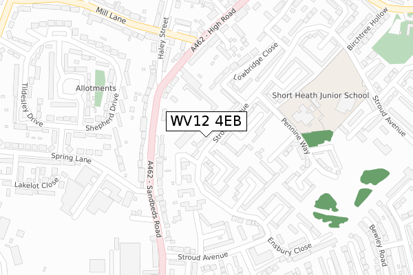 WV12 4EB map - large scale - OS Open Zoomstack (Ordnance Survey)