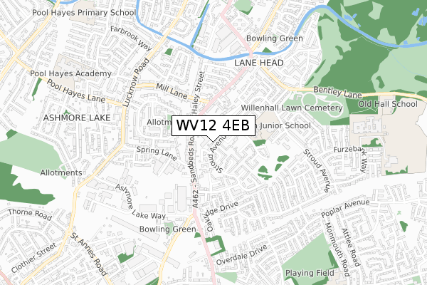 WV12 4EB map - small scale - OS Open Zoomstack (Ordnance Survey)