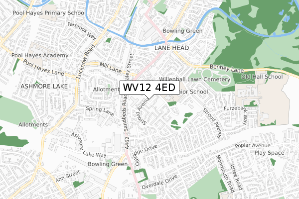 WV12 4ED map - small scale - OS Open Zoomstack (Ordnance Survey)