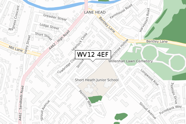 WV12 4EF map - large scale - OS Open Zoomstack (Ordnance Survey)