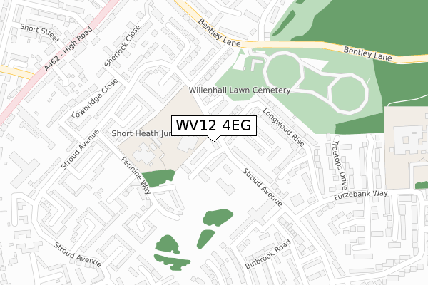 WV12 4EG map - large scale - OS Open Zoomstack (Ordnance Survey)