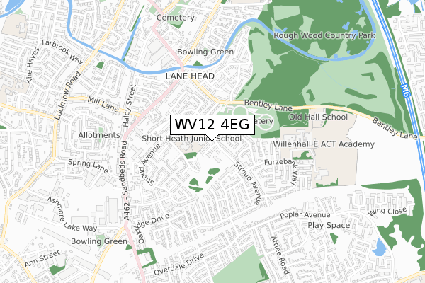 WV12 4EG map - small scale - OS Open Zoomstack (Ordnance Survey)