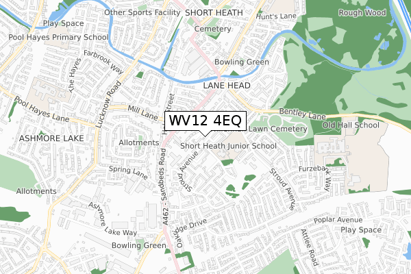 WV12 4EQ map - small scale - OS Open Zoomstack (Ordnance Survey)