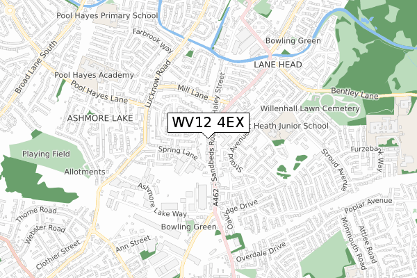 WV12 4EX map - small scale - OS Open Zoomstack (Ordnance Survey)