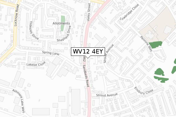 WV12 4EY map - large scale - OS Open Zoomstack (Ordnance Survey)