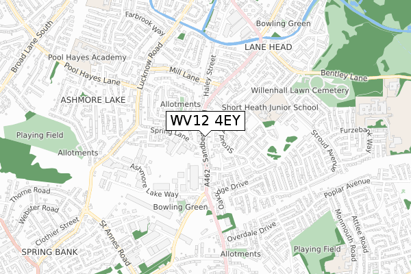 WV12 4EY map - small scale - OS Open Zoomstack (Ordnance Survey)