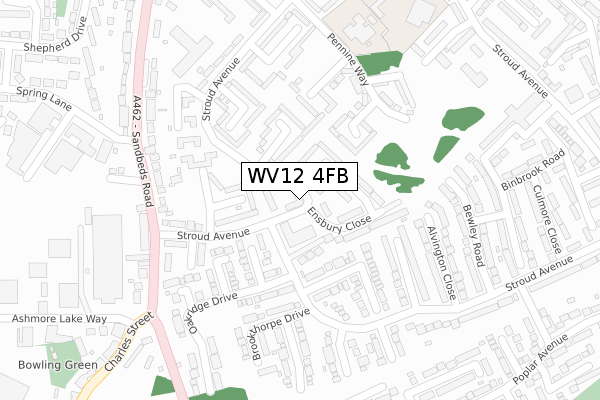 WV12 4FB map - large scale - OS Open Zoomstack (Ordnance Survey)