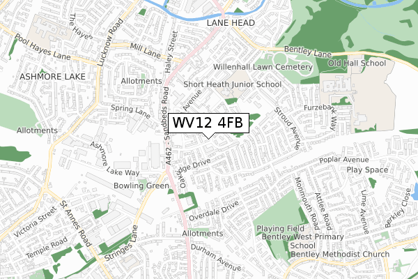 WV12 4FB map - small scale - OS Open Zoomstack (Ordnance Survey)
