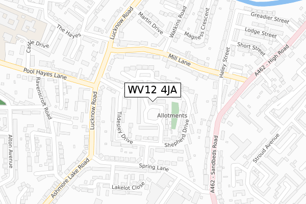 WV12 4JA map - large scale - OS Open Zoomstack (Ordnance Survey)