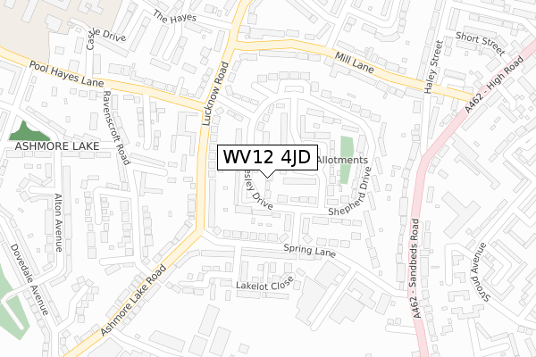 WV12 4JD map - large scale - OS Open Zoomstack (Ordnance Survey)