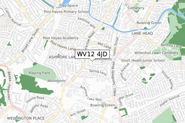 WV12 4JD map - small scale - OS Open Zoomstack (Ordnance Survey)