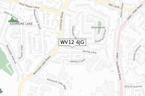 WV12 4JG map - large scale - OS Open Zoomstack (Ordnance Survey)