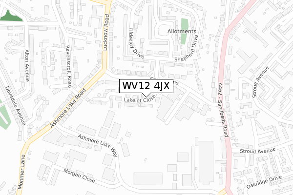 WV12 4JX map - large scale - OS Open Zoomstack (Ordnance Survey)