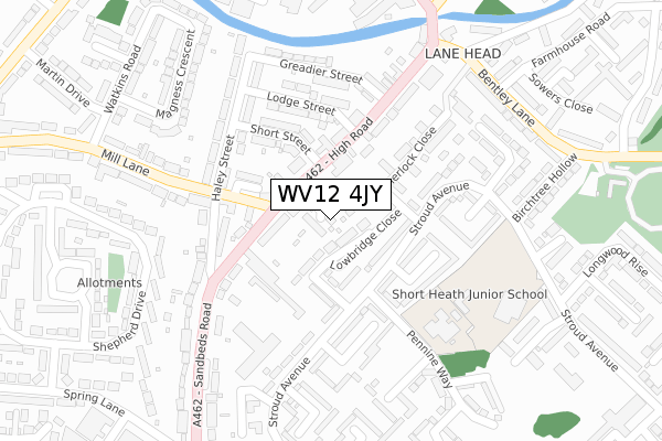WV12 4JY map - large scale - OS Open Zoomstack (Ordnance Survey)