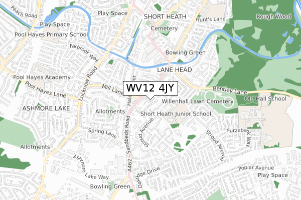 WV12 4JY map - small scale - OS Open Zoomstack (Ordnance Survey)
