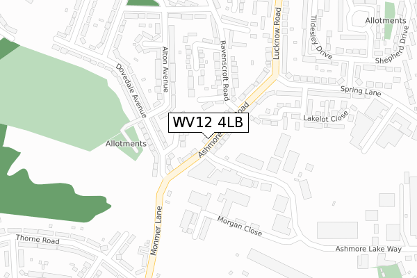 WV12 4LB map - large scale - OS Open Zoomstack (Ordnance Survey)