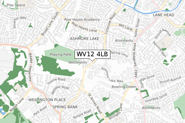 WV12 4LB map - small scale - OS Open Zoomstack (Ordnance Survey)