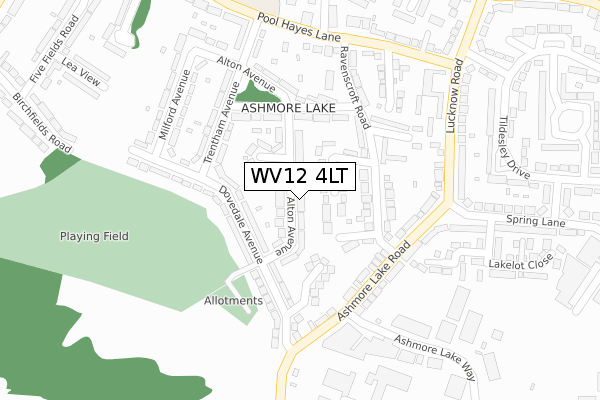WV12 4LT map - large scale - OS Open Zoomstack (Ordnance Survey)
