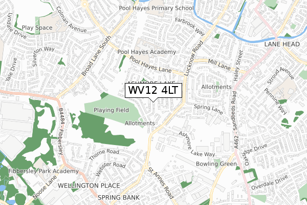 WV12 4LT map - small scale - OS Open Zoomstack (Ordnance Survey)