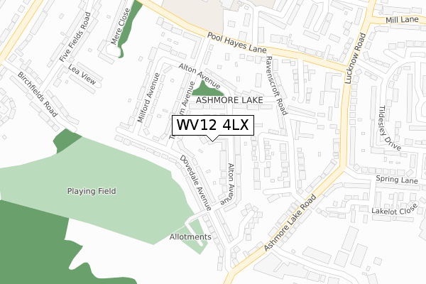 WV12 4LX map - large scale - OS Open Zoomstack (Ordnance Survey)