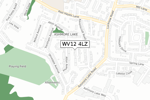 WV12 4LZ map - large scale - OS Open Zoomstack (Ordnance Survey)