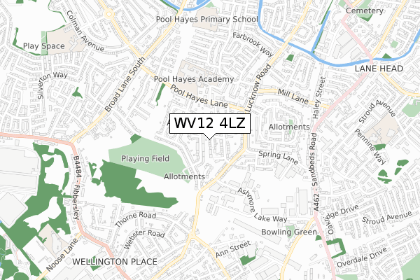 WV12 4LZ map - small scale - OS Open Zoomstack (Ordnance Survey)