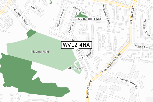 WV12 4NA map - large scale - OS Open Zoomstack (Ordnance Survey)