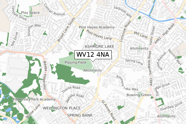 WV12 4NA map - small scale - OS Open Zoomstack (Ordnance Survey)