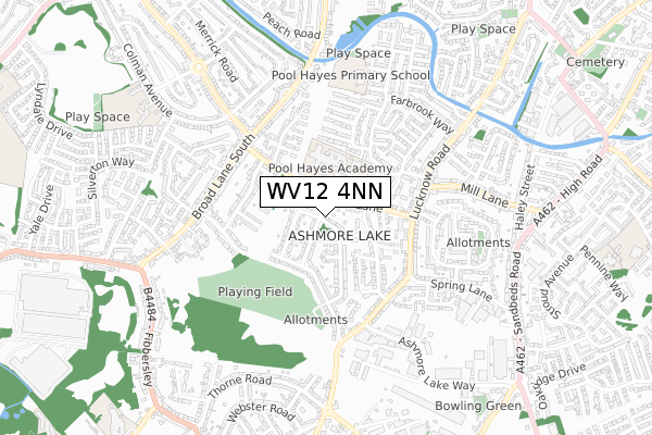 WV12 4NN map - small scale - OS Open Zoomstack (Ordnance Survey)