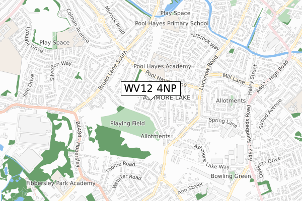 WV12 4NP map - small scale - OS Open Zoomstack (Ordnance Survey)