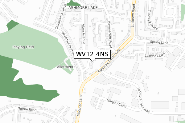 WV12 4NS map - large scale - OS Open Zoomstack (Ordnance Survey)