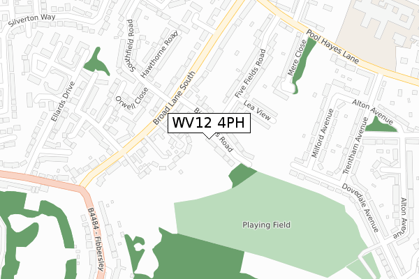 WV12 4PH map - large scale - OS Open Zoomstack (Ordnance Survey)