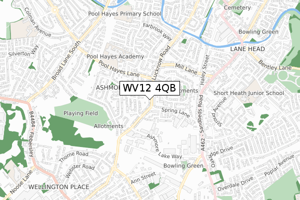 WV12 4QB map - small scale - OS Open Zoomstack (Ordnance Survey)