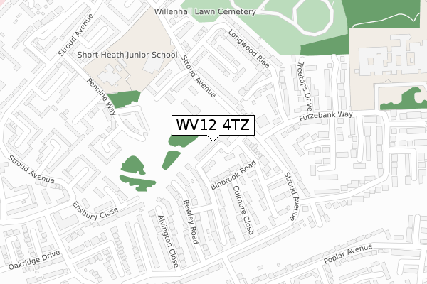 WV12 4TZ map - large scale - OS Open Zoomstack (Ordnance Survey)