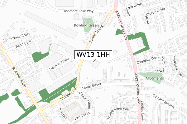 WV13 1HH map - large scale - OS Open Zoomstack (Ordnance Survey)