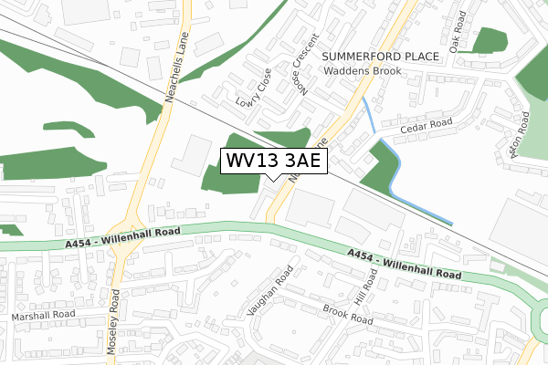 WV13 3AE map - large scale - OS Open Zoomstack (Ordnance Survey)