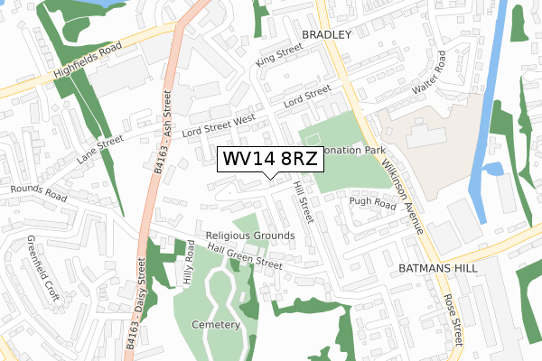 WV14 8RZ map - large scale - OS Open Zoomstack (Ordnance Survey) WV14 8RZ map - large scale - OS Open Zoomstack (Ordnance Survey)
