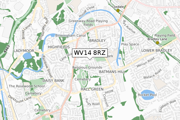 WV14 8RZ map - small scale - OS Open Zoomstack (Ordnance Survey) WV14 8RZ map - small scale - OS Open Zoomstack (Ordnance Survey)