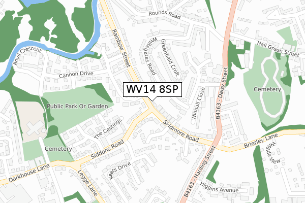 WV14 8SP map - large scale - OS Open Zoomstack (Ordnance Survey)