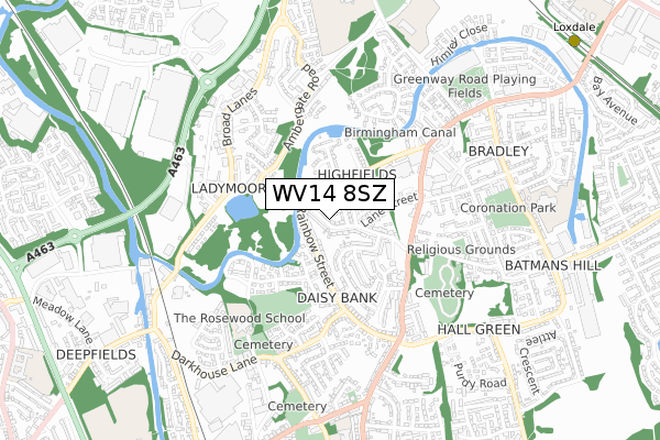 WV14 8SZ map - small scale - OS Open Zoomstack (Ordnance Survey)