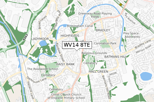 WV14 8TE map - small scale - OS Open Zoomstack (Ordnance Survey) WV14 8TE map - small scale - OS Open Zoomstack (Ordnance Survey)