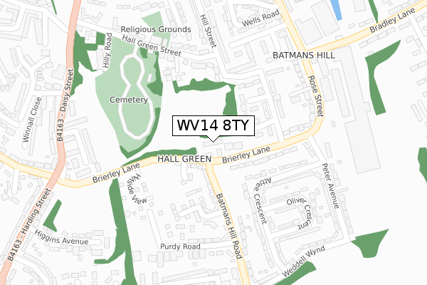 WV14 8TY map - large scale - OS Open Zoomstack (Ordnance Survey)