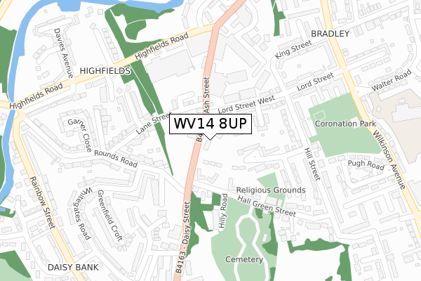 WV14 8UP map - large scale - OS Open Zoomstack (Ordnance Survey)