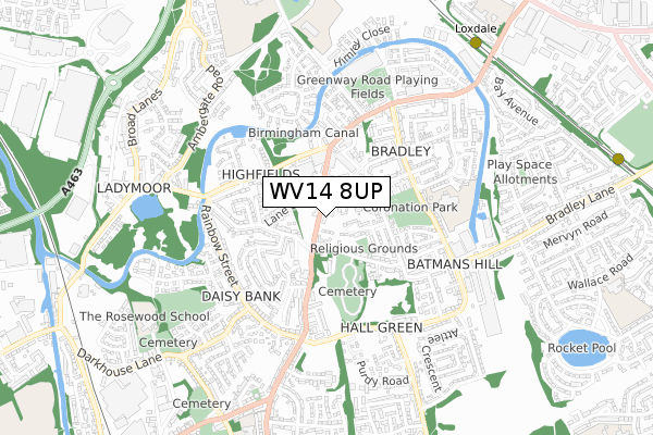 WV14 8UP map - small scale - OS Open Zoomstack (Ordnance Survey)