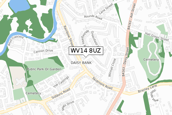 WV14 8UZ map - large scale - OS Open Zoomstack (Ordnance Survey)