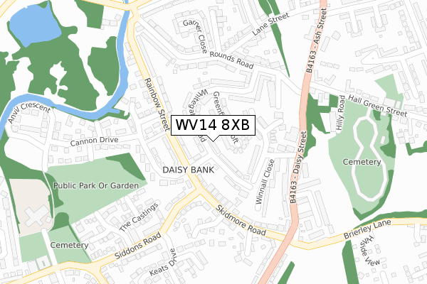 WV14 8XB map - large scale - OS Open Zoomstack (Ordnance Survey)